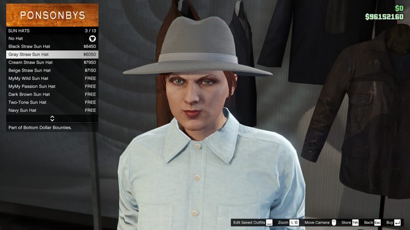 파일:BottomDollarBounties-GTAOe-FemaleHats-SunHats2-GrayStrawSunHat.png