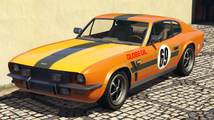 GTA 온라인의 글로브 오일 도색 래피드 GT 클래식. (후면부)
