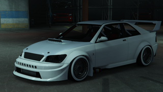 GTA 온라인의 이동 수단 거래 임무에서 볼 수 있는 SN0WFLK3 술탄 RS. (후방 쿼터 뷰)