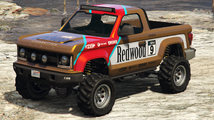 Grand Theft Auto Online의 레드우드 도색 리아타. (후측면 보기)