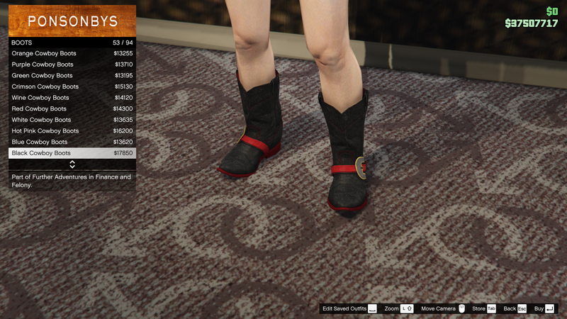 파일:FurtherAdventuresinFinanceandFelony-GTAO-FemaleShoes-Boots12-BlackCowboyBoots.png