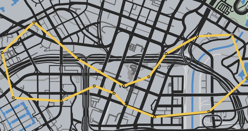 파일:Downtown Downtown GTAO Race Map.png