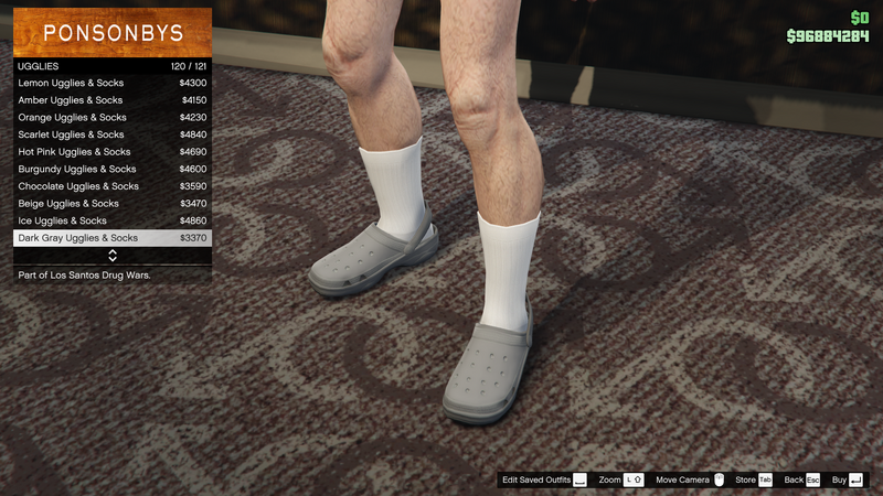 파일:LosSantosDrugWars-GTAOe-MaleShoes-Ugglies119-DarkGrayUgglies&Socks.png