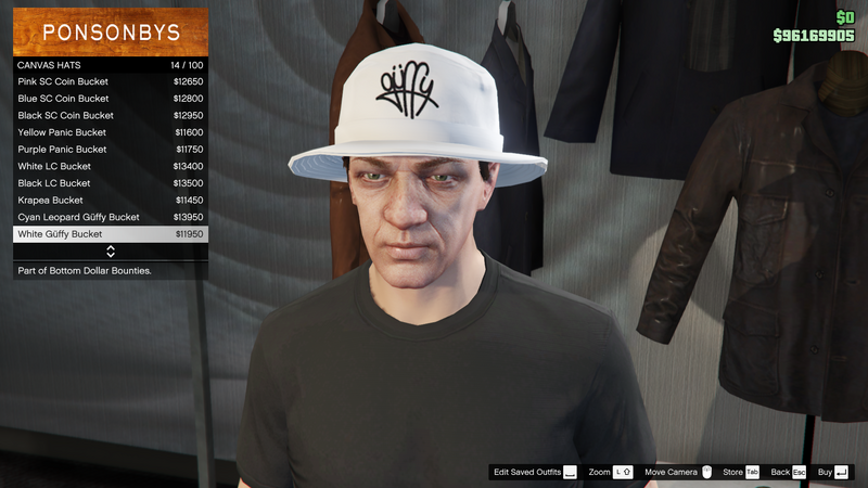 파일:BottomDollarBounties-GTAOe-MaleHats-CanvasHats13-WhiteGüffyBucket.png
