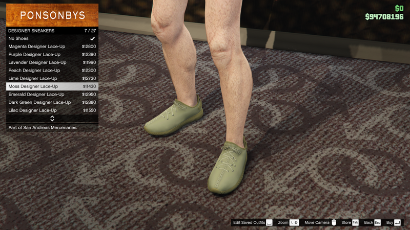파일:SanAndreasMercenaries-GTAOe-MaleShoes-DesignerSneakers6-MossDesignerLaceUp.png