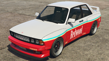 Grand Theft Auto Online의 레드우드 도색 센티넬 클래식 와이드바디. (후측면 보기)