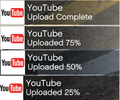 완료의 4가지 단계에서 나타나는 "유튜브 업로드" 진행 알림.