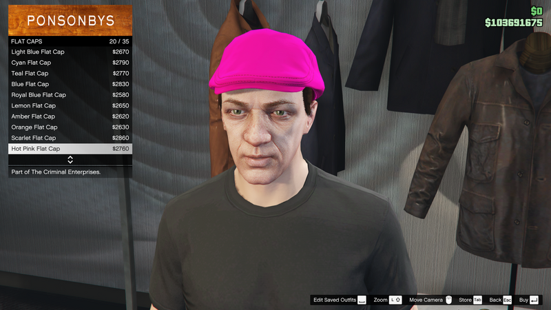 파일:TheCriminalEnterprises-GTAOe-MaleHats-FlatCaps19-HotPinkFlatCap.png