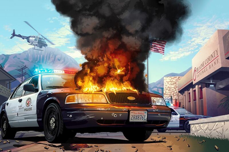 파일:Artwork-PoliceCarBurning-GTAV.jpg